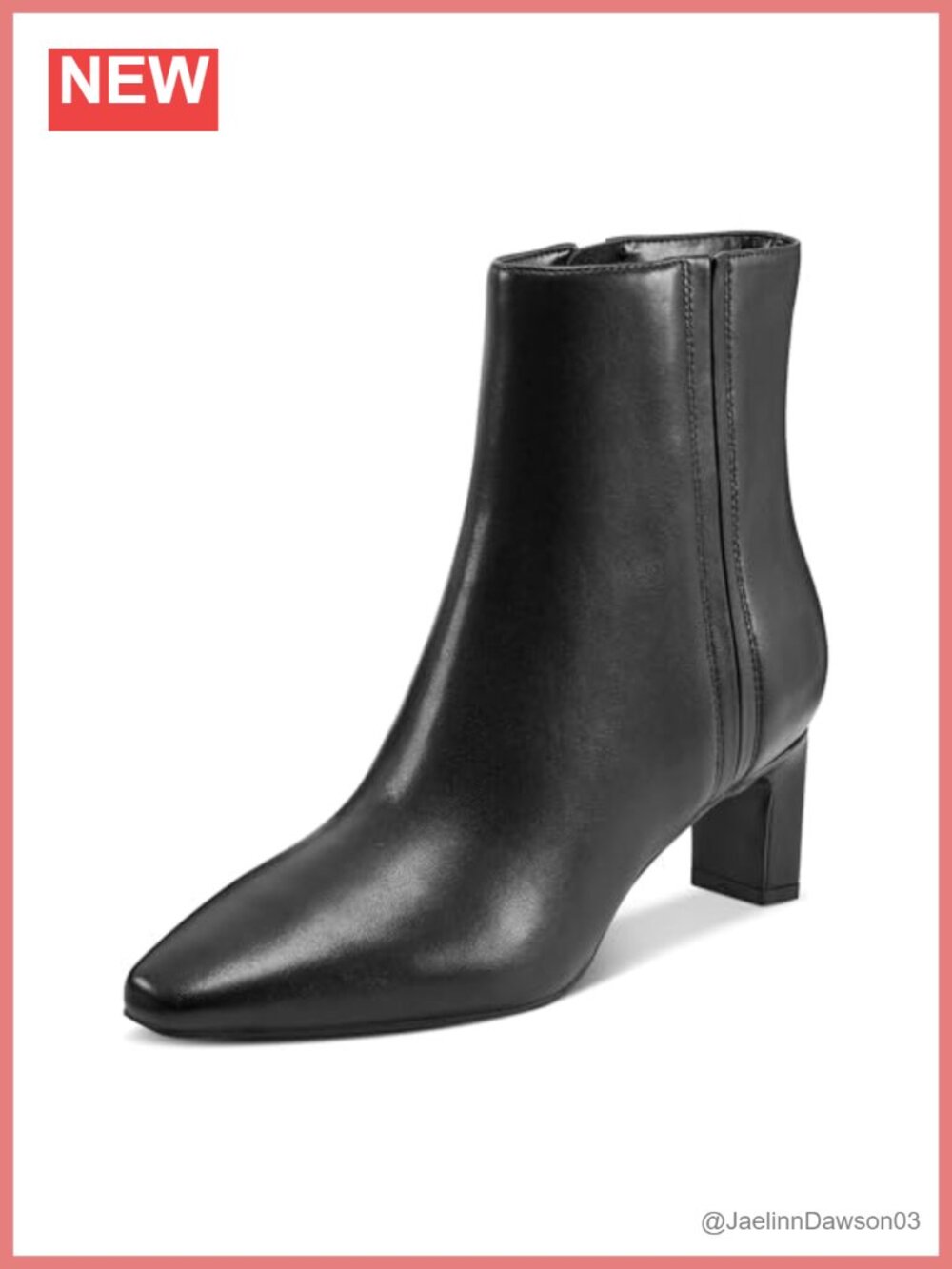 Women's Leather Square Toe Block Heel Ankle Bootie Zip Suede